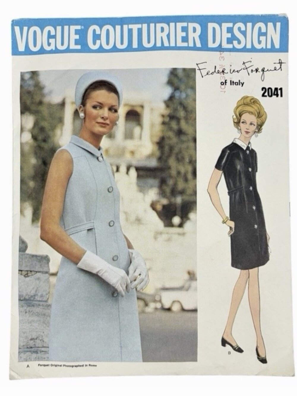 Vtg Vogue Couturier Design 2041 Federico Forquet Dress Sewing Pattern Size 10